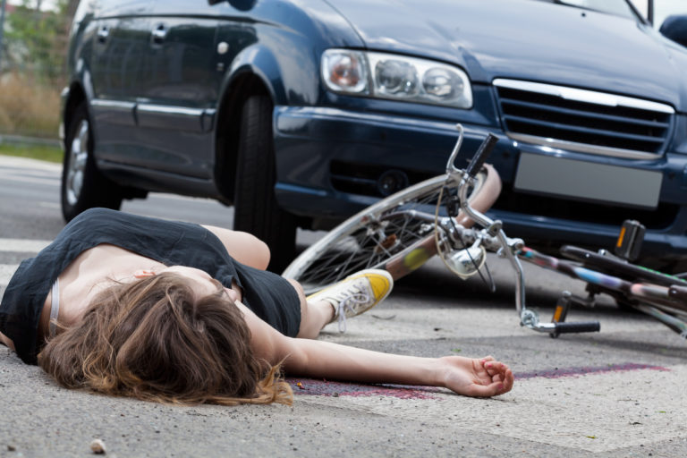 Unconscious cyclist after road accident