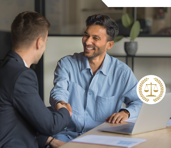 attorney shaking hands with client