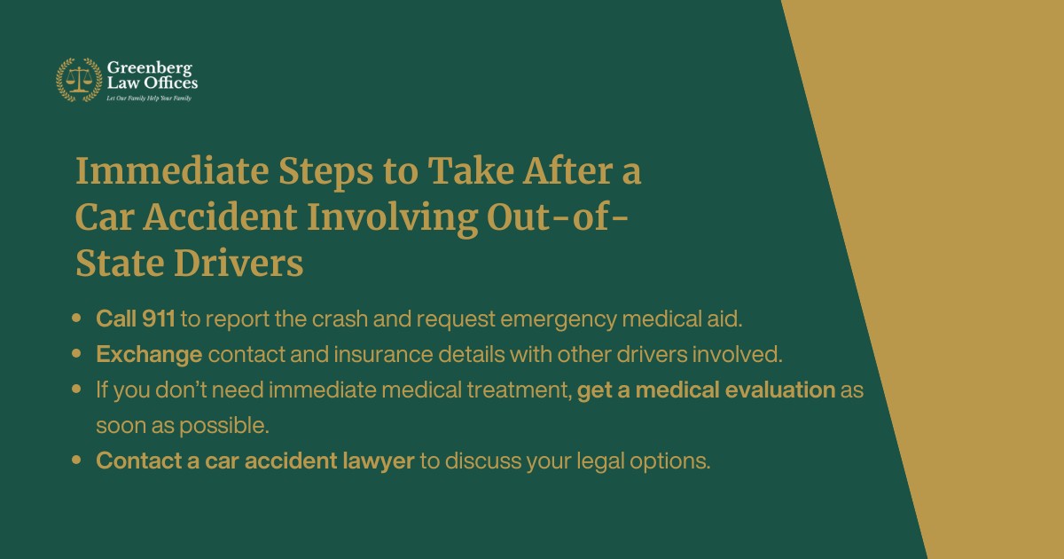 Immediate Steps to Take After a Maryland Car Accident Involving Out-of-State Drivers
